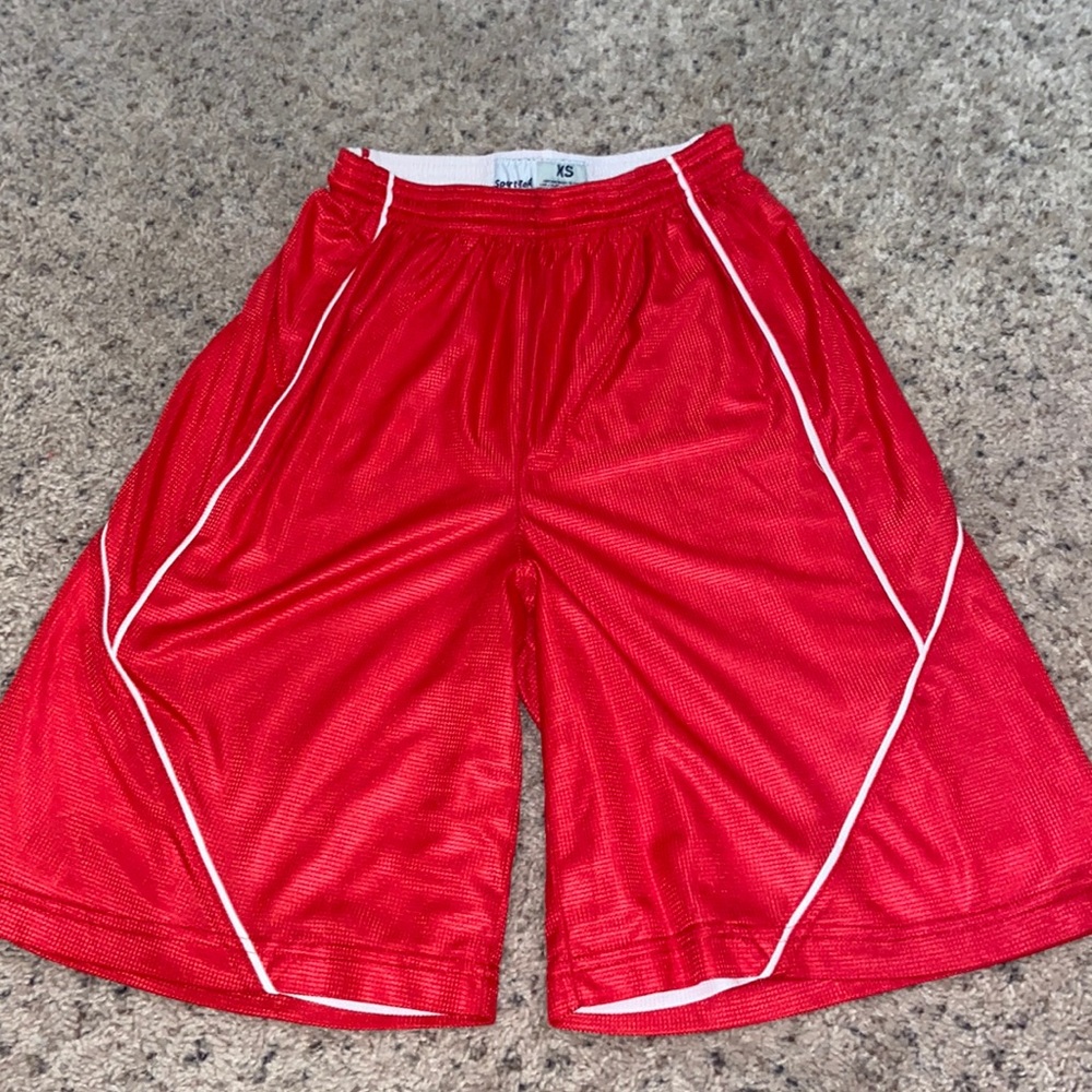 Red basketball shorts